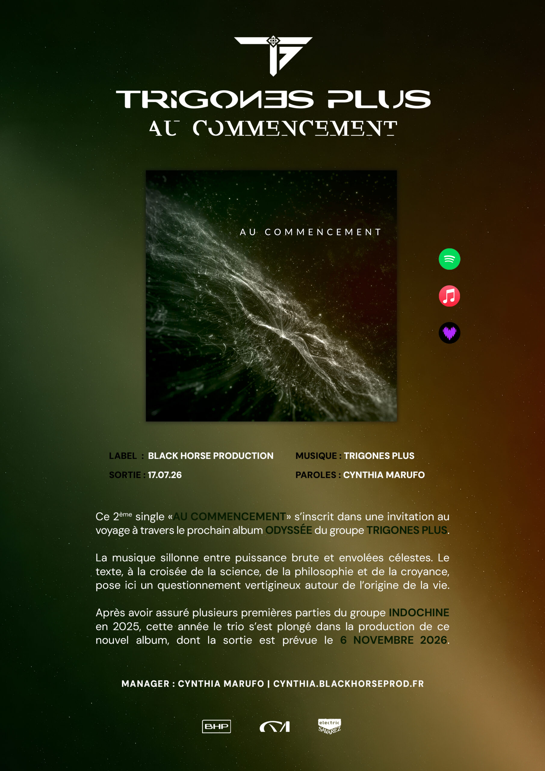 Espace Pro - Communiqué de presse - Single Au Commencement - Trigones Plus - Rock